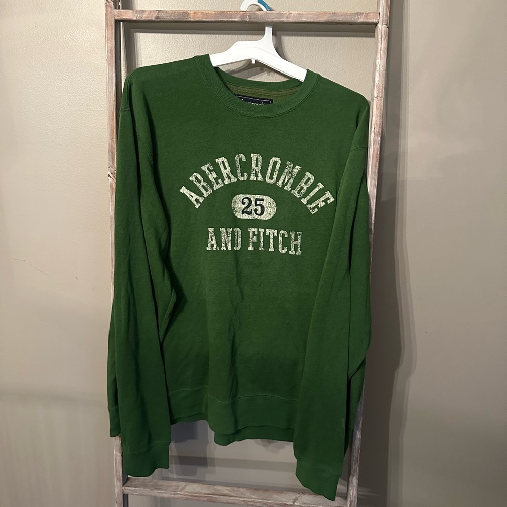 Abercrombie & Fitch Green Crewneck Sweater with Ribbed Details